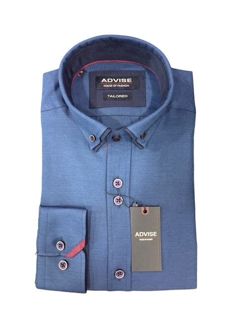 Advise Double Collar Long Sleeve Shirt Navy