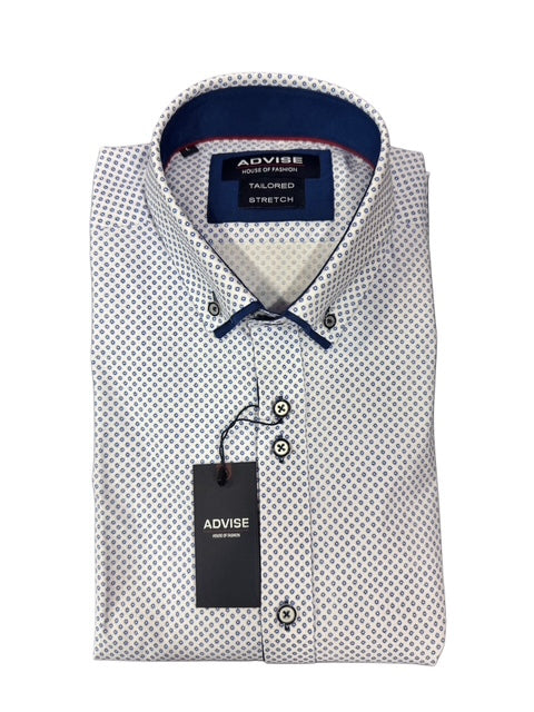 Advise Double Collar Stretch Fit White Dots