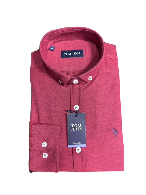 Tom Penn Long Sleeve Slim Fit Shirt Red