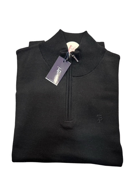 Tom Penn Quarter Zip Sweater Black