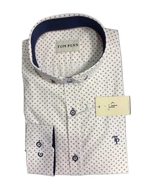 Tom Penn Long Sleeve Slim Fit Shirt Dots