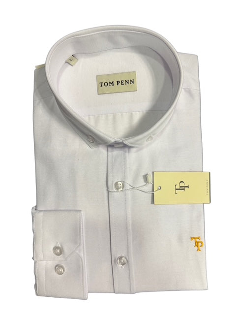 Tom Penn Long Sleeve Slim Fit Shirt White