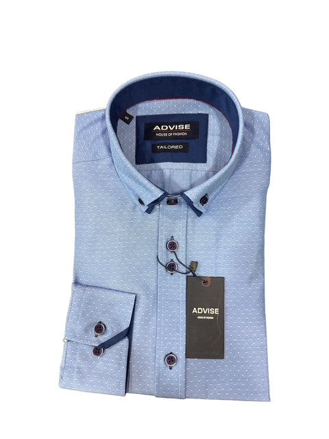 Advise Double Collar Long Sleeve Shirt Light Blue