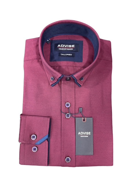 Advise Double Collar Long Sleeve Shirt Wine