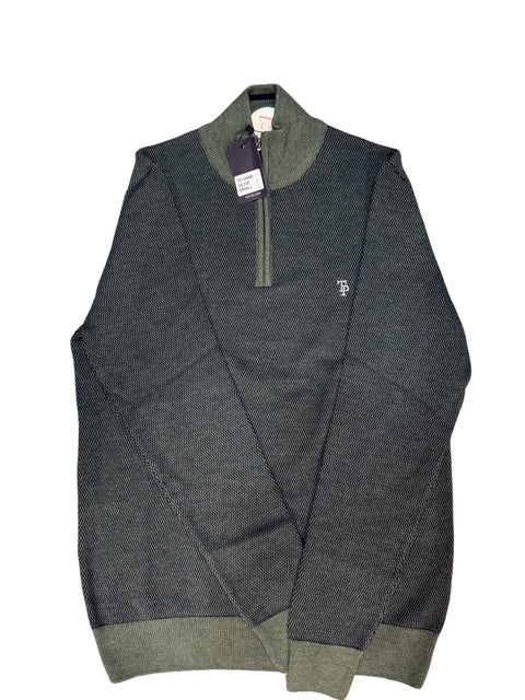 Tom Penn Quarter Zip Sweater Black & Green