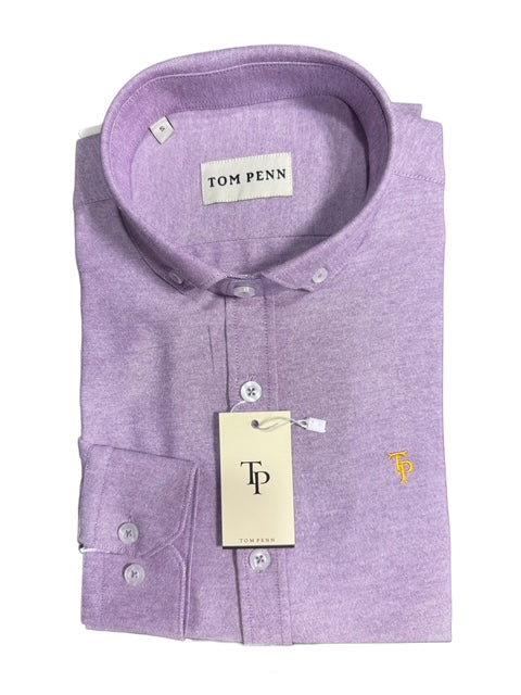 Tom Penn Long Sleeve Slim Fit Shirt Purple